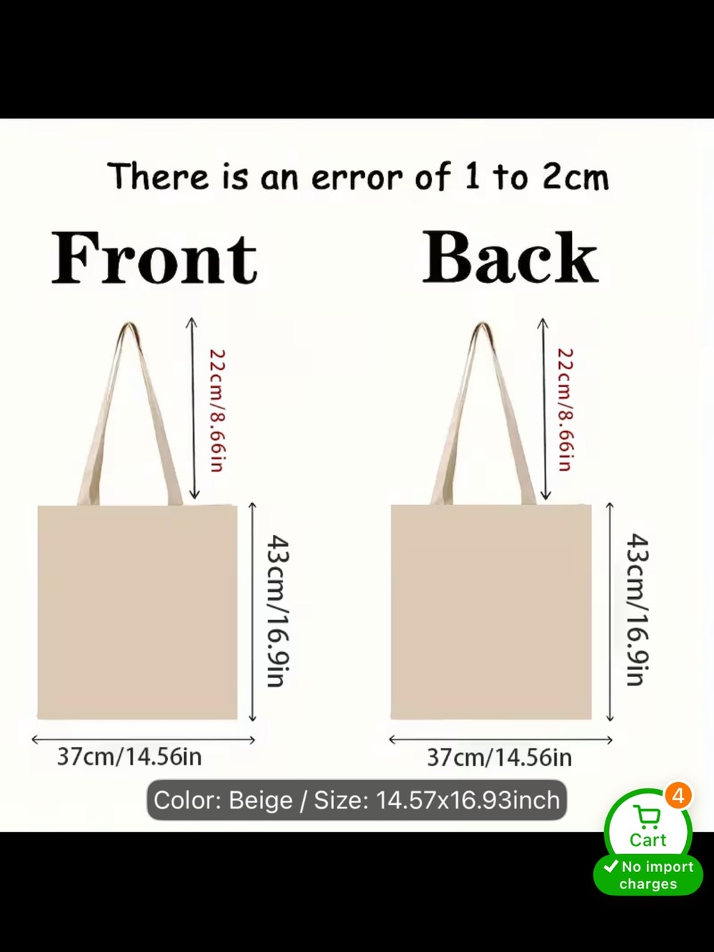 Beige Cotton Tote Bag Helping Tiny Humans - Picture 2 of 7